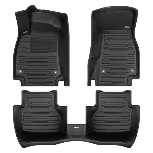 A set of black TuxMat car floor mats for Audi A6 models.