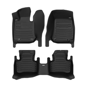 A set of black TuxMat car floor mats for Mercedes-Benz GLC models.
