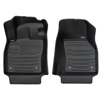 A set of black TuxMat car floor mats for Volkswagen Golf models.