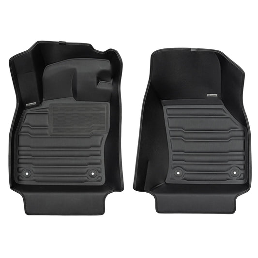 A set of black TuxMat car floor mats for Volkswagen Golf models.
