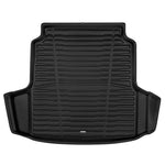 A set of black TuxMat trunk mats for Volkswagen Passat models.