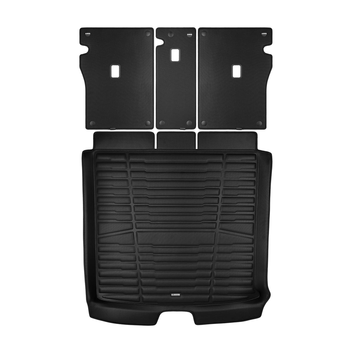 A set of black TuxMat trunk mats for Jaguar F-Pace models.