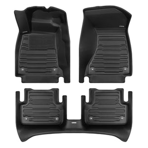 A set of black TuxMat car floor mats for Audi A4 models.