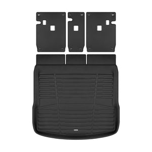 A set of black TuxMat trunk mats for Porsche Macan models.