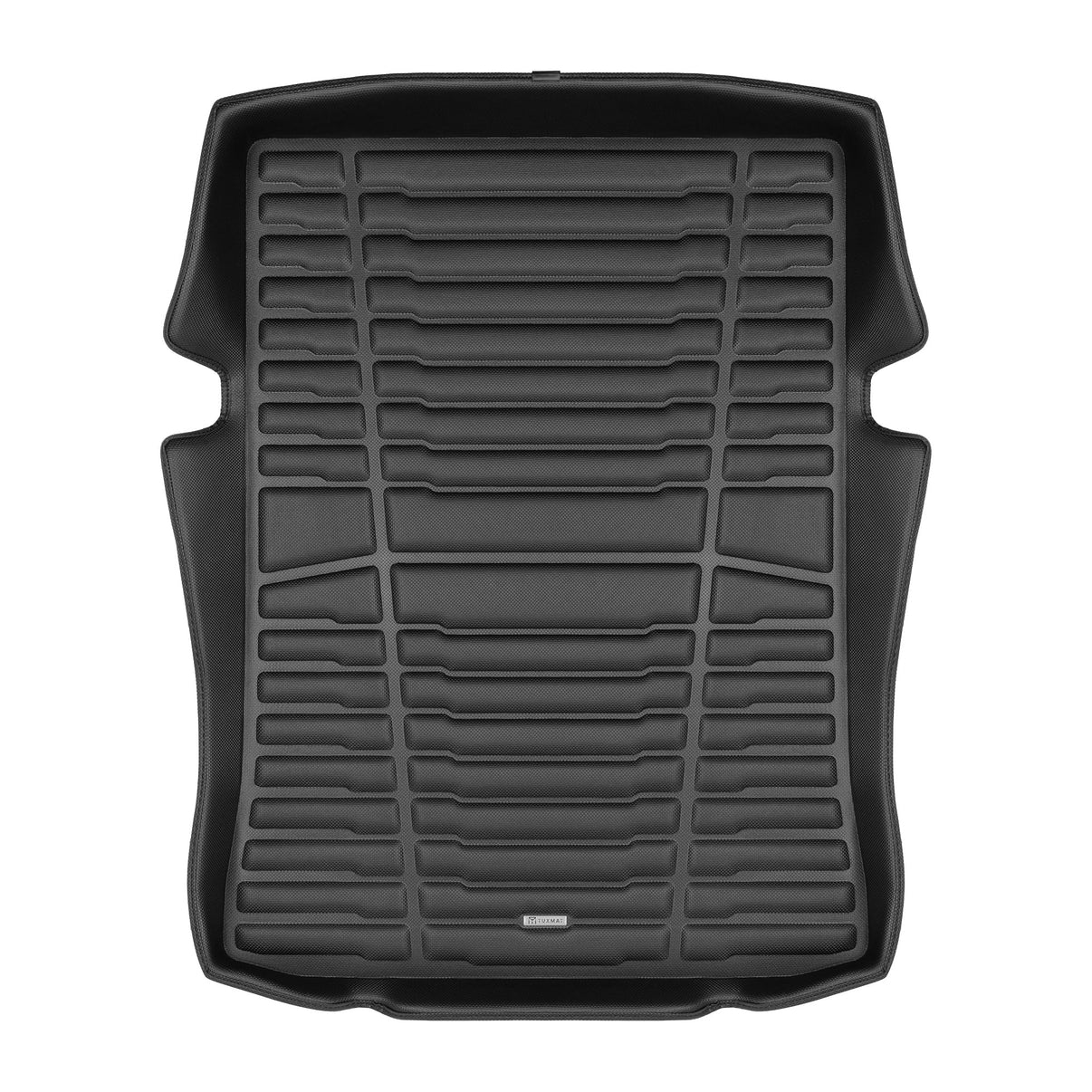 A set of black TuxMat trunk mats for BMW 5-Series models.