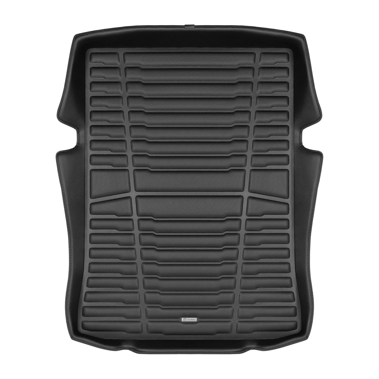 A set of black TuxMat trunk mats for BMW 5-Series models.