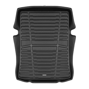 A set of black TuxMat trunk mats for BMW 5-Series models.