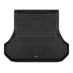 A set of black TuxMat trunk mats for Dodge Charger models.