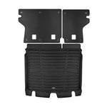 A set of black TuxMat trunk mats for Jeep Compass models.