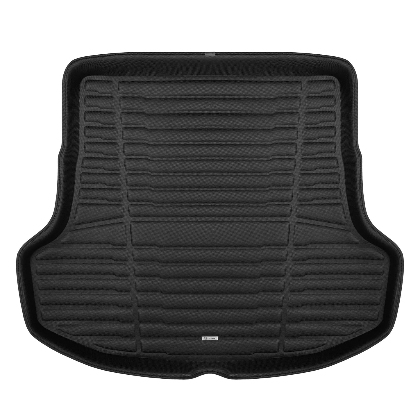 A set of black TuxMat trunk mats for Kia Stinger models.