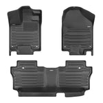 A set of black TuxMat car floor mats for Honda Pilot models.