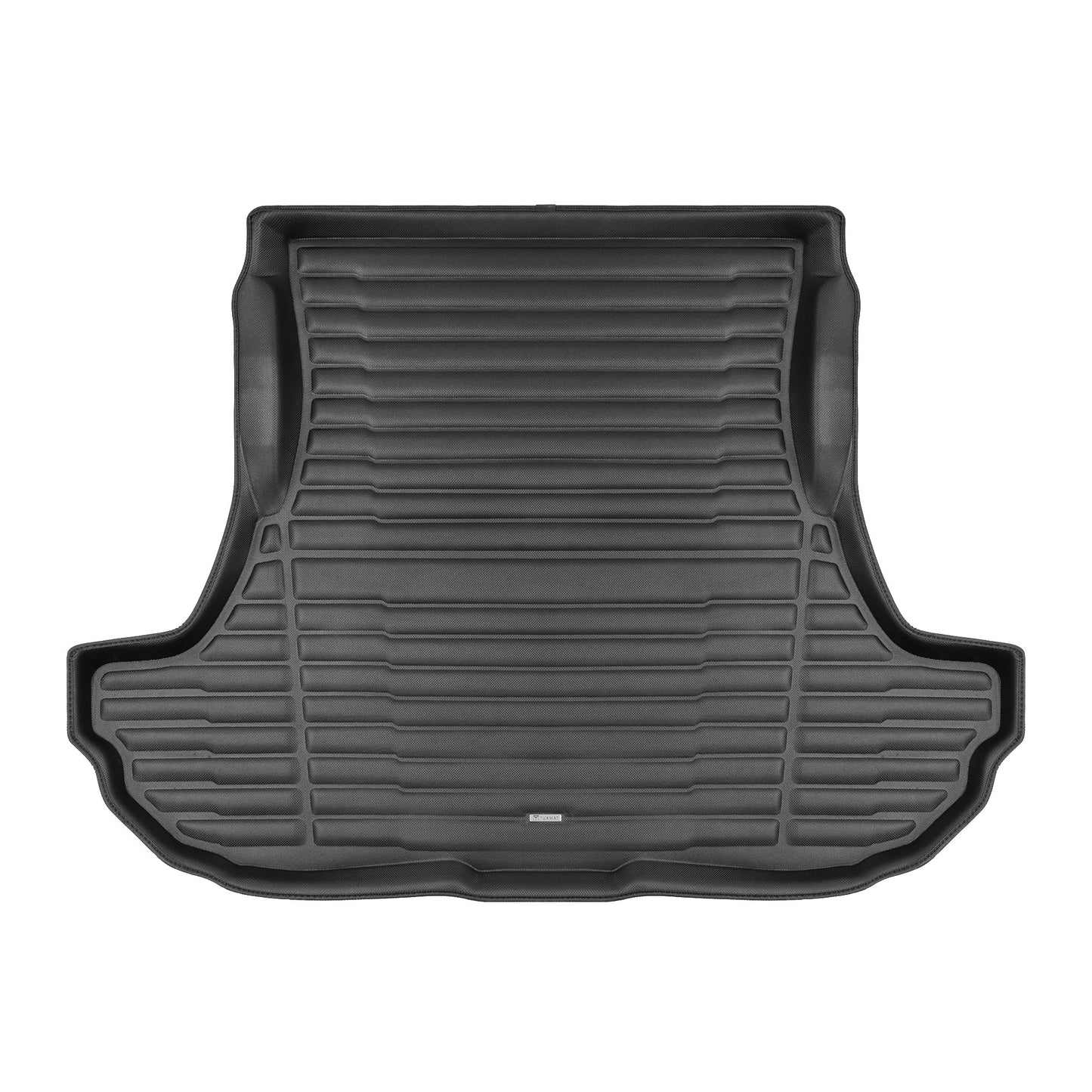 A set of black TuxMat trunk mats for Dodge Challenger models.