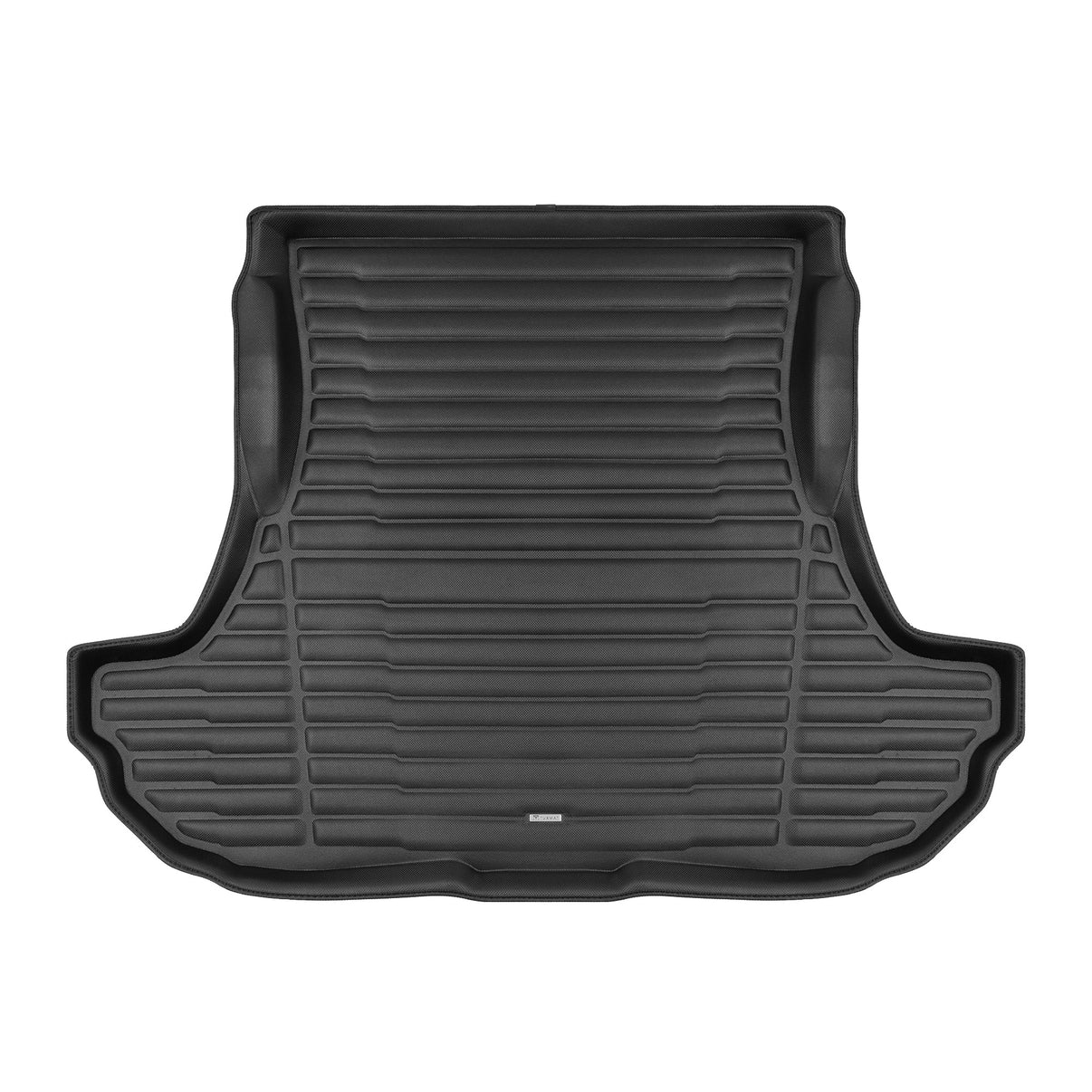 A set of black TuxMat trunk mats for Dodge Challenger models.