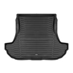 A set of black TuxMat trunk mats for Dodge Challenger models.