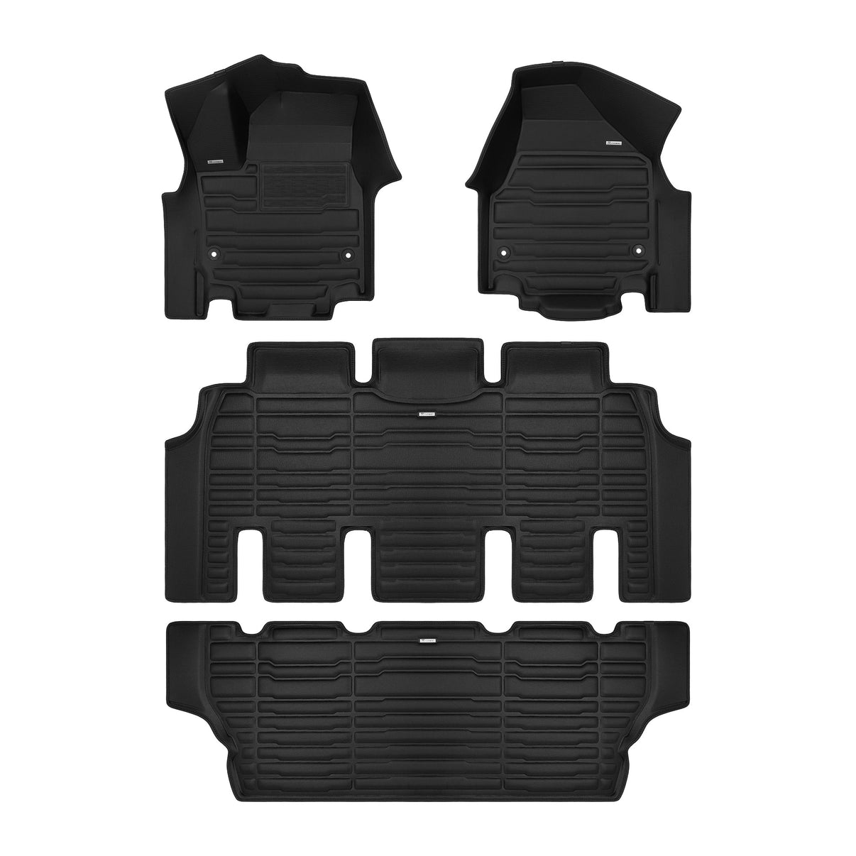 A set of black TuxMat car floor mats for Chrysler Pacifica models.