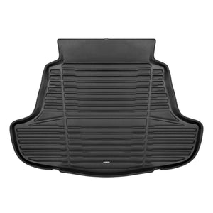 A set of black TuxMat trunk mats for Toyota Camry models.