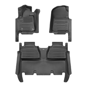 A set of black TuxMat car floor mats for Toyota Tundra models.