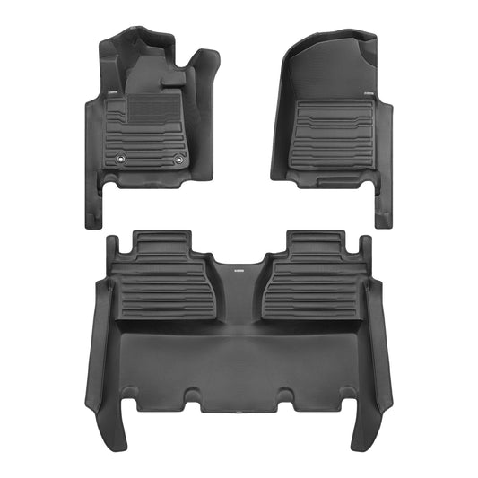 A set of black TuxMat car floor mats for Toyota Tundra models.