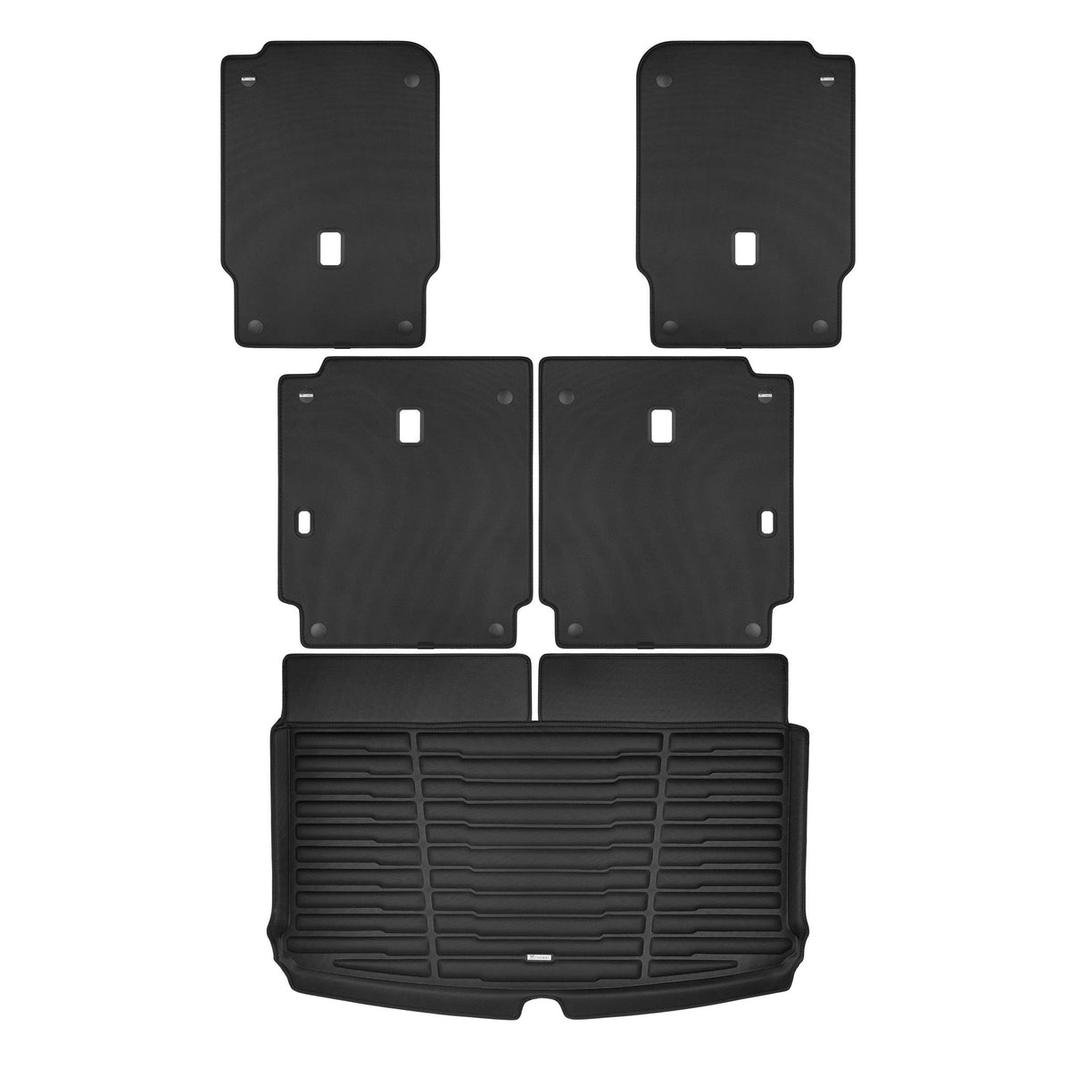 A set of black TuxMat trunk mats for Volkswagen Atlas models.