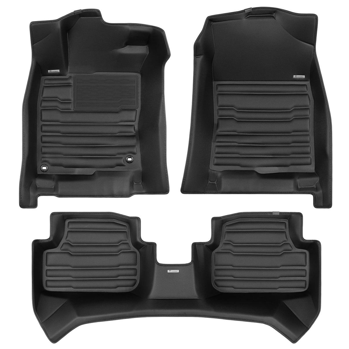 A set of black TuxMat car floor mats for Honda Civic models.