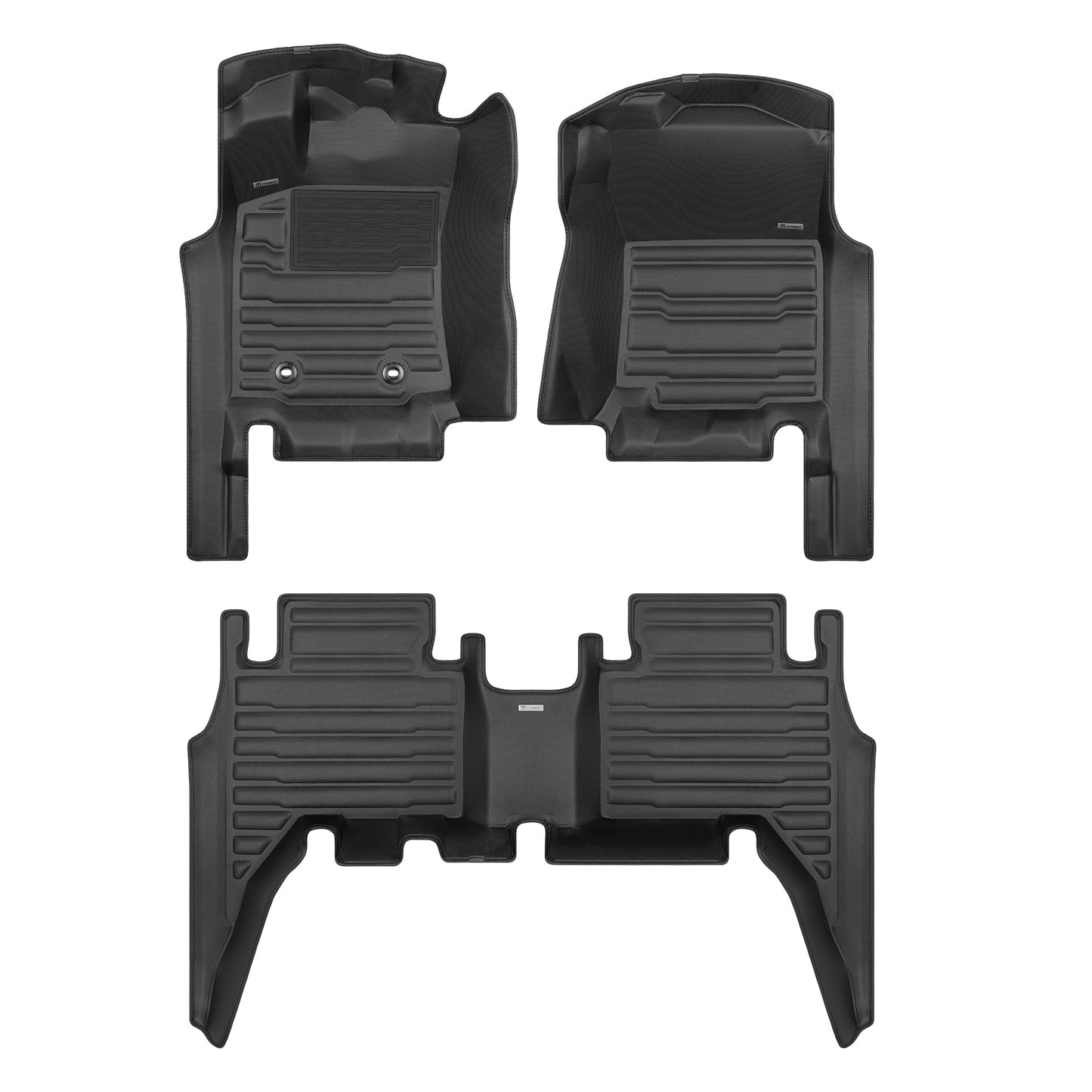 A set of black TuxMat car floor mats for Toyota Tacoma models.