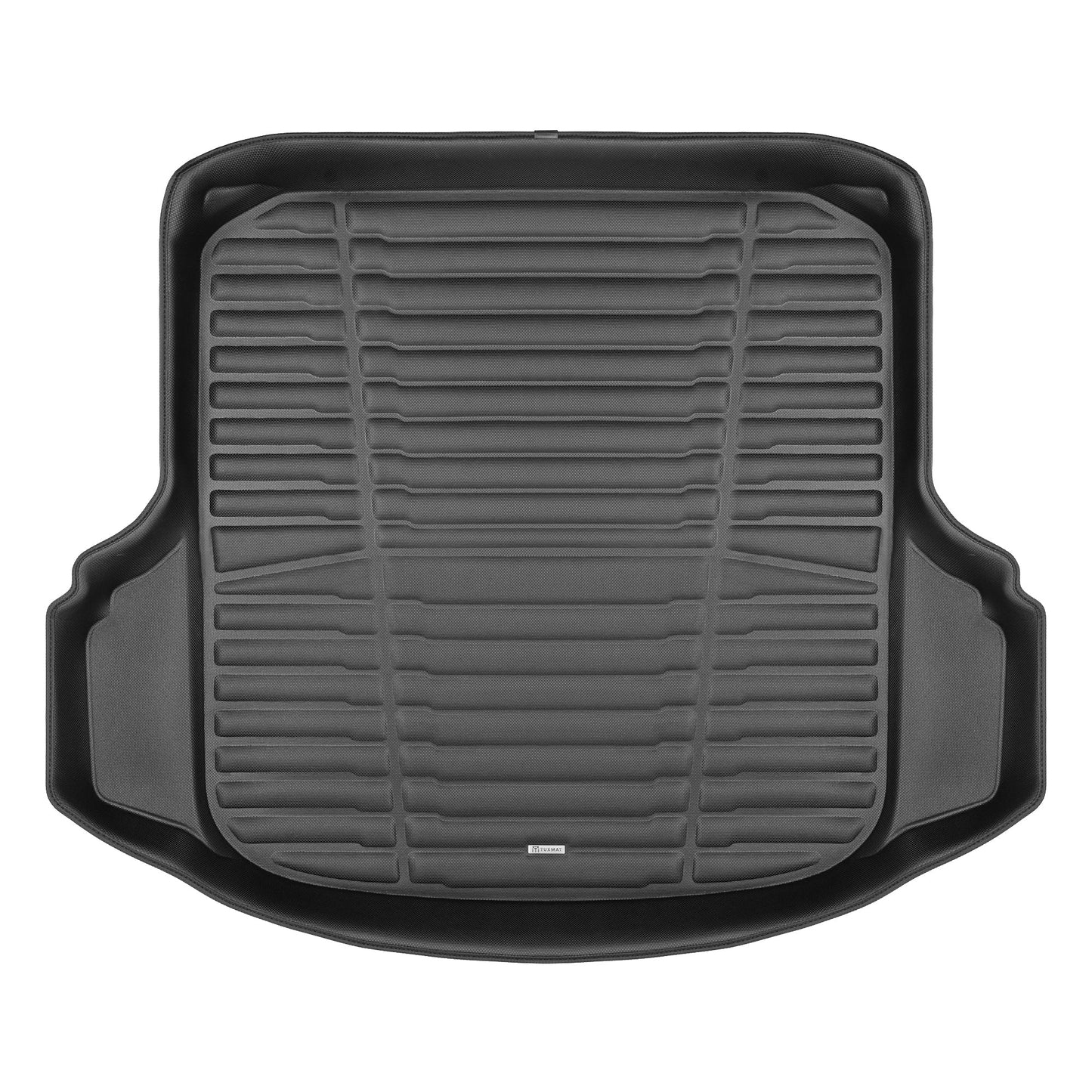 A set of black TuxMat trunk mats for Volkswagen Jetta models.