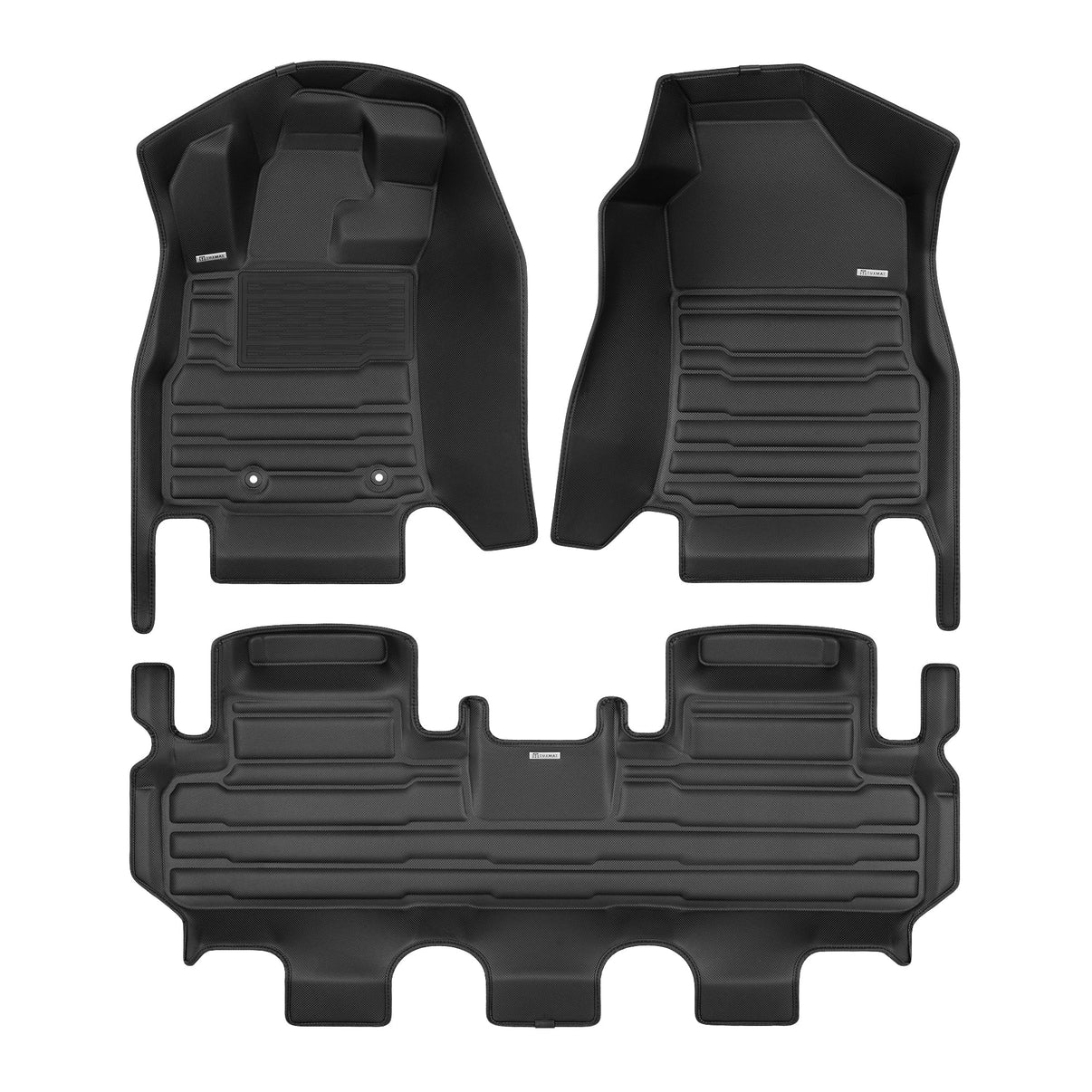 A set of black TuxMat car floor mats for Subaru Ascent models.