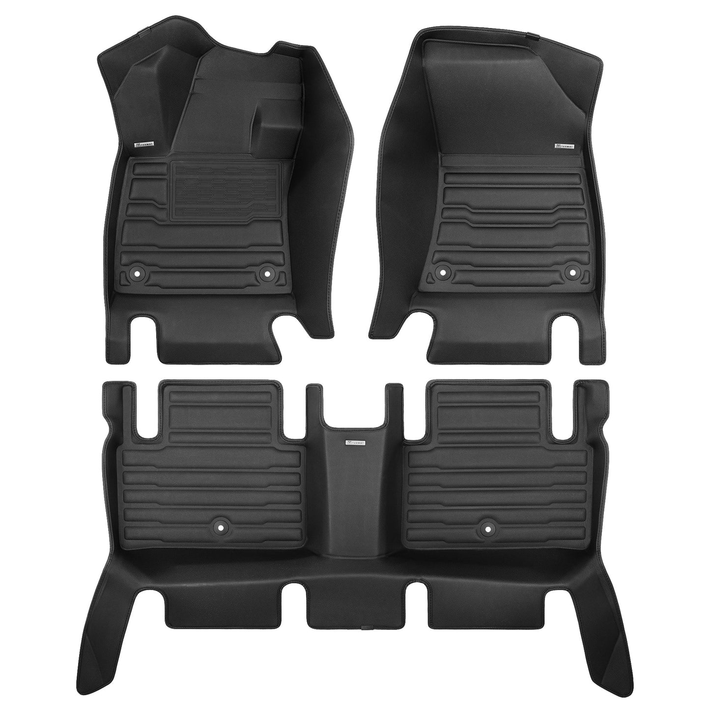 A set of black TuxMat car floor mats for Infiniti QX55 models.