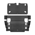 A set of black TuxMat trunk mats for Jeep Wrangler models.