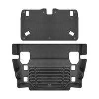 A set of black TuxMat trunk mats for Jeep Wrangler models.