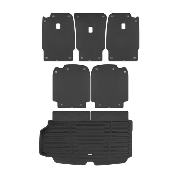 A set of black TuxMat trunk mats for Volvo XC90 Recharge models.