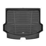 A set of black TuxMat trunk mats for Jaguar E-Pace models.