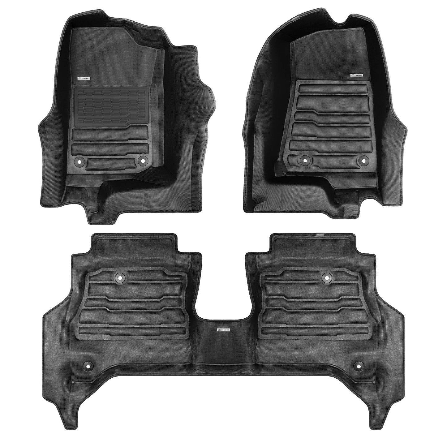 A set of black TuxMat car floor mats for Jeep Gladiator models.