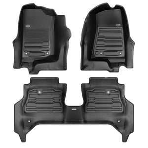 A set of black TuxMat car floor mats for Jeep Gladiator models.