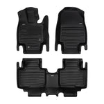 A set of black TuxMat car floor mats for Toyota Highlander models.