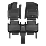 A set of black TuxMat car floor mats for Kia Sorento models.