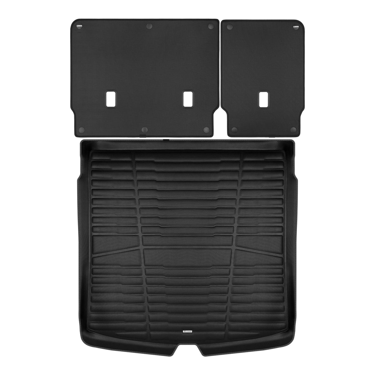 A set of black TuxMat trunk mats for Volkswagen Atlas models.