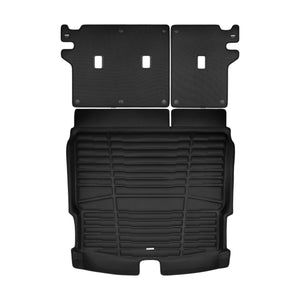 A set of black TuxMat trunk mats for Nissan Rogue models.
