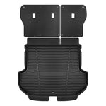 A set of black TuxMat trunk mats for Hyundai Santa Fe models.