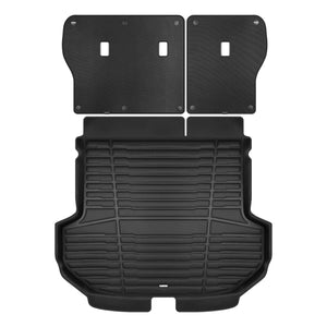 A set of black TuxMat trunk mats for Hyundai Santa Fe models.