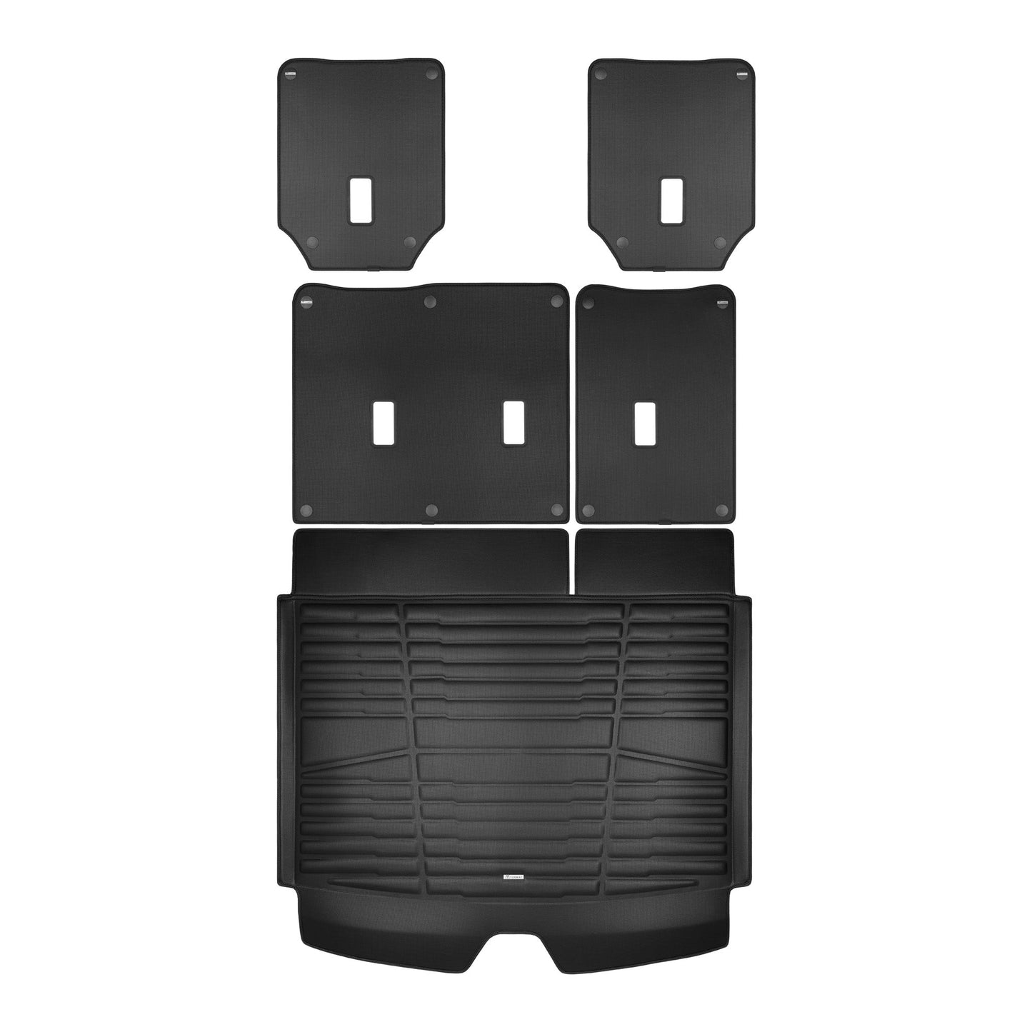 A set of black TuxMat trunk mats for GMC Yukon models.