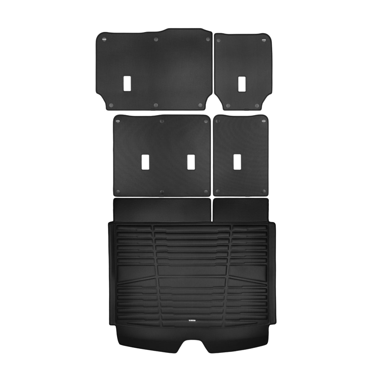 A set of black TuxMat trunk mats for GMC Yukon models.