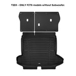 A set of black TuxMat trunk mats for Hyundai Tucson models.