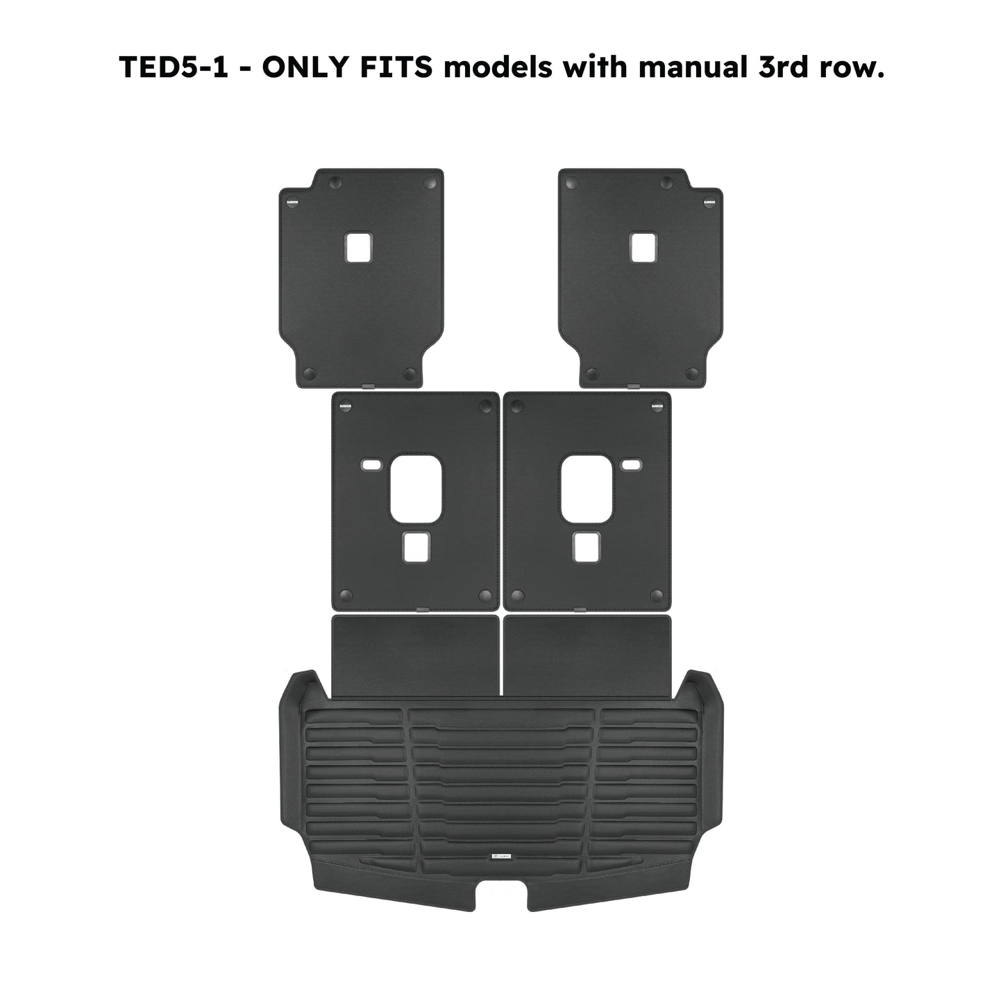 A set of black TuxMat trunk mats for Jeep Grand Cherokee L models.