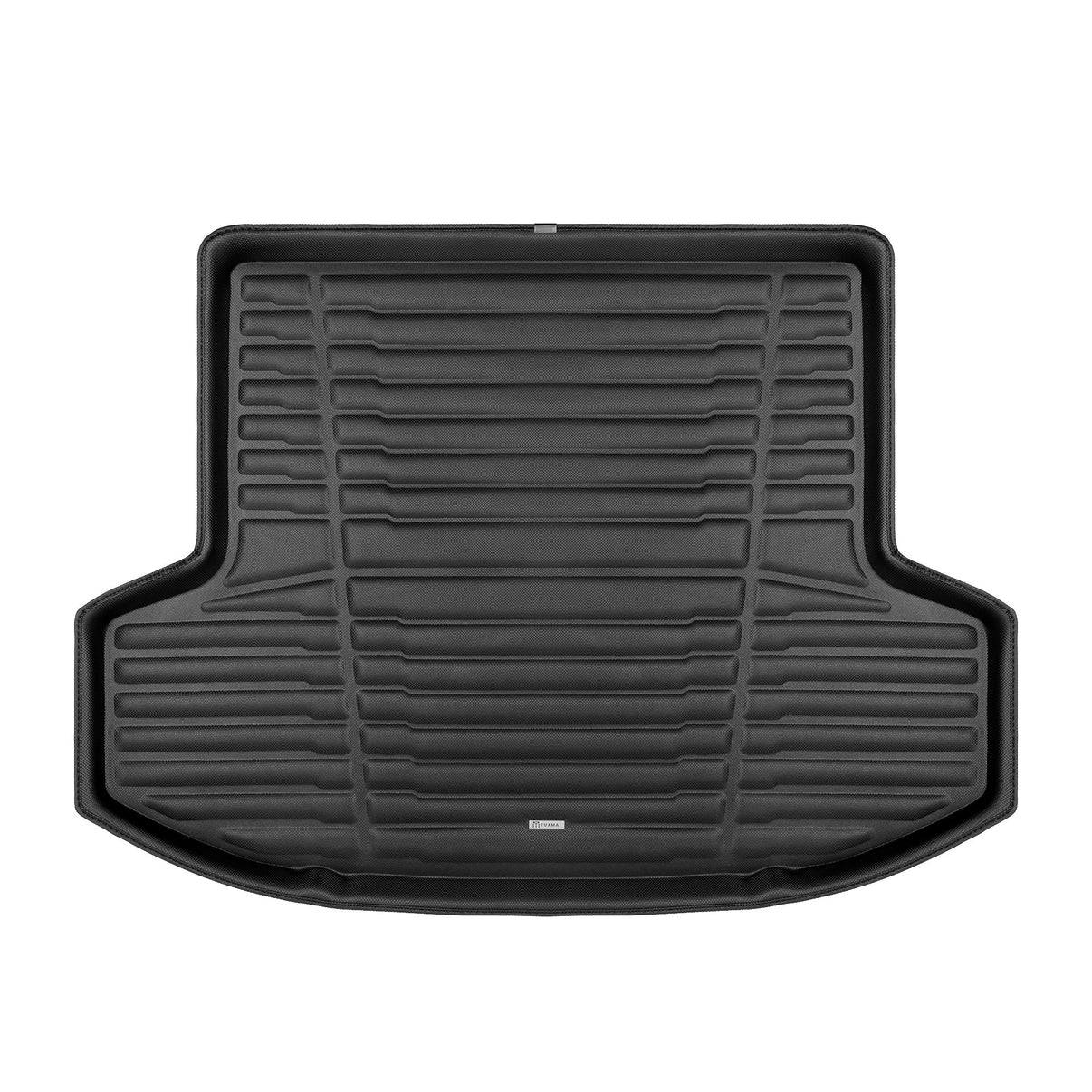 A set of black TuxMat trunk mats for Nissan Versa models.