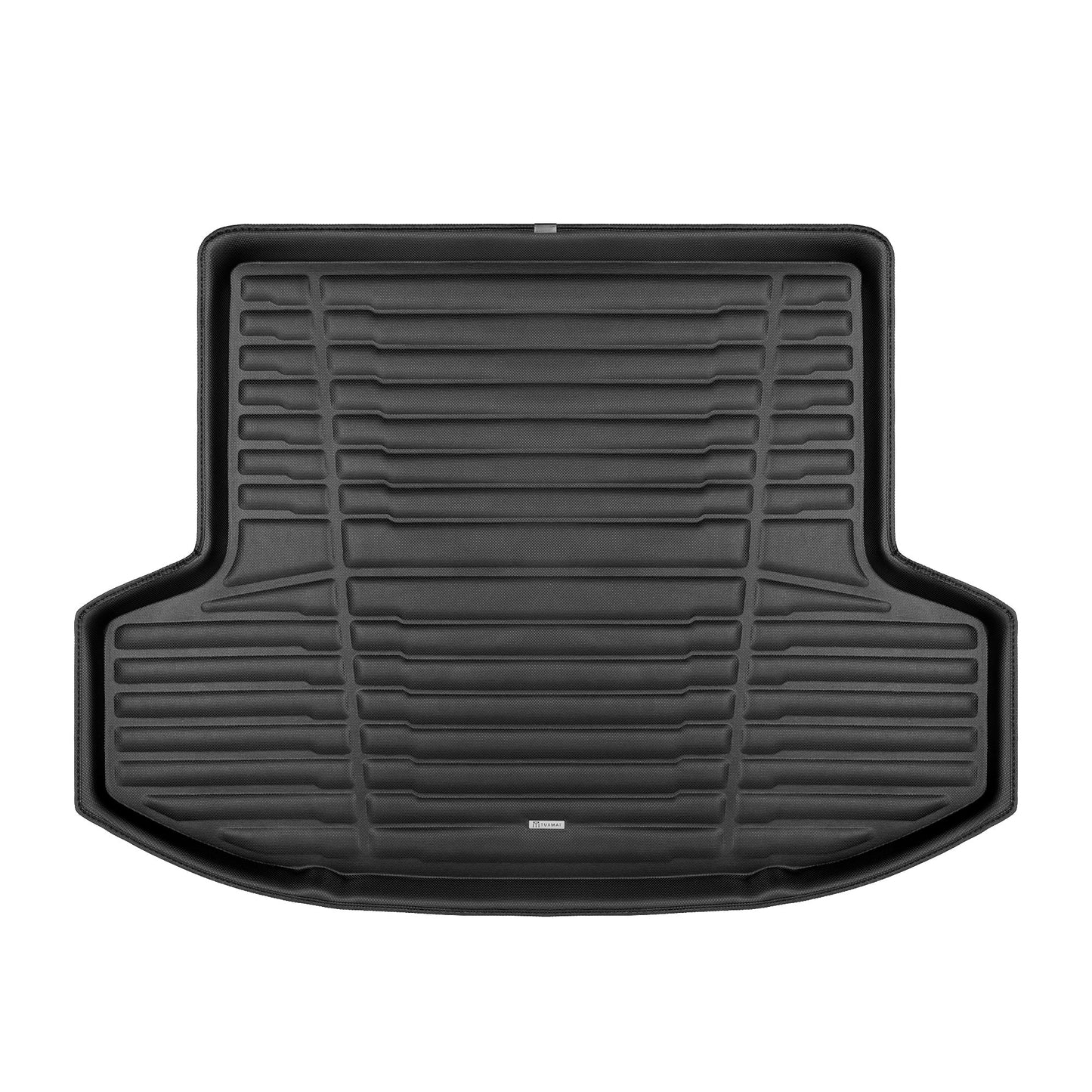 A set of black TuxMat trunk mats for Nissan Versa models.