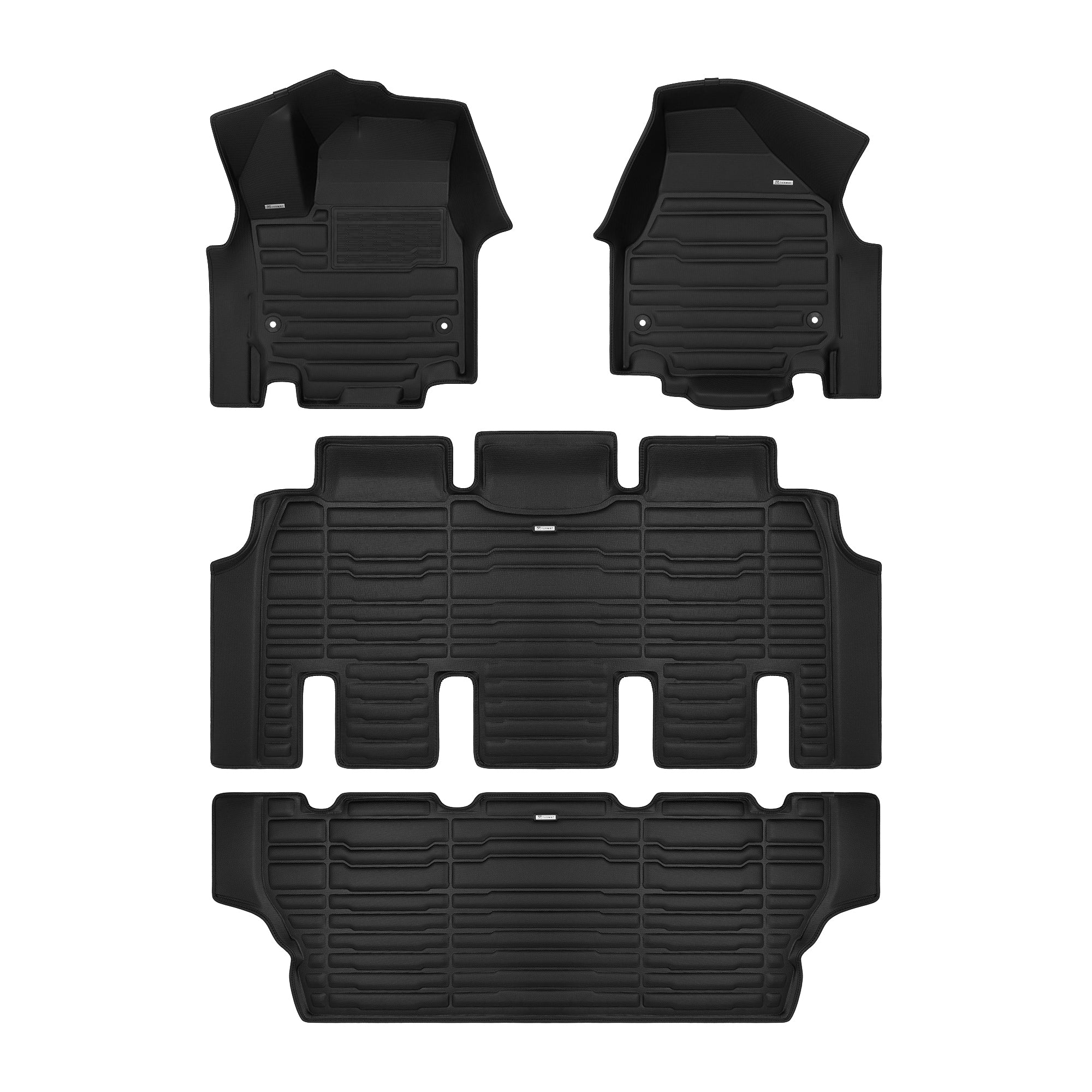 A set of black TuxMat car floor mats for Chrysler Pacifica models.