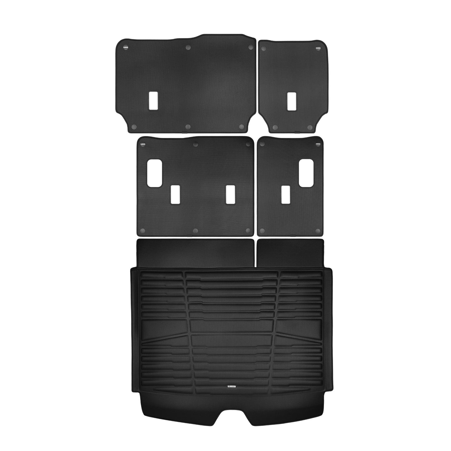 A set of black TuxMat trunk mats for GMC Yukon models.