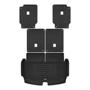 A set of black TuxMat trunk mats for Jeep Grand Cherokee L models.