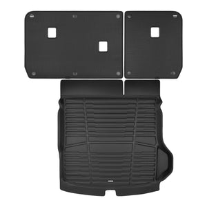 A set of black TuxMat trunk mats for Jeep Grand Cherokee models.